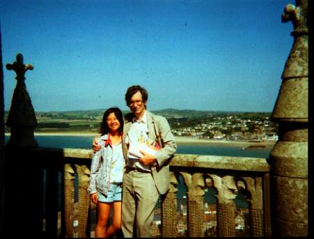 Kayo with Sam on top of St. Michael's Mount near Penzance, England