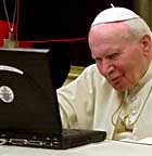 Pope John Paul browses the Internet for Porn