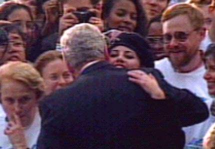 President Clinton hugs Monica Lewinsky